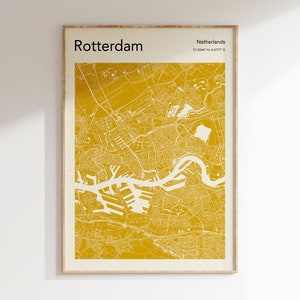 Rotterdam Karte Poster, MEHR FARBEN, Rotterdam Stadtplan Druck, Farbe Rotterdam Stadtplan Wandkunst, Karte von Rotterdam, moderne Karte Drucken