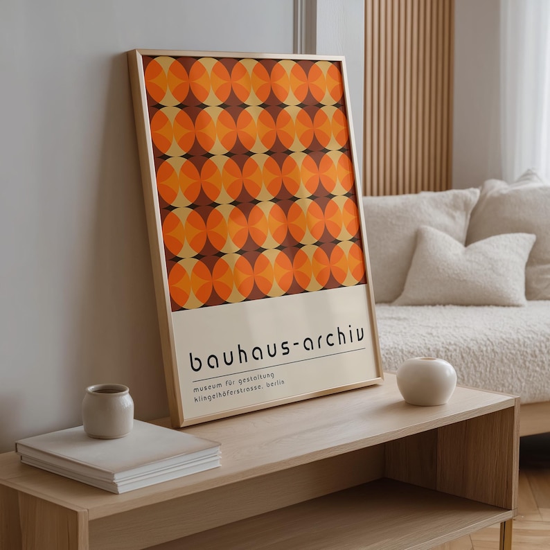 Orange Geometric Bauhaus Art Print: Mid-Century Modern Wall Decor image 8