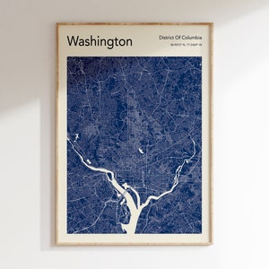 Washington DC Karte Poster, MEHR FARBEN, Washington Karte Drucken, Karte von Washington, Washington Karte Wandkunst, Farbkarte Drucken