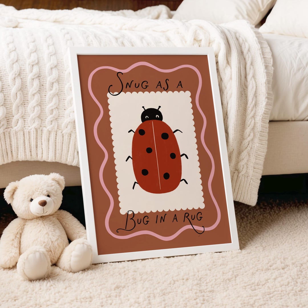 Ladybug Nursery Print: Snug as A Bug in A Rug, Whimsical Kids Wall Art - Etsy