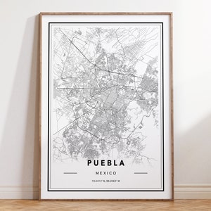 Puebla Mexiko Karte Poster, Puebla Karte, Karte von Puebla Mexiko, Puebla Karte Wandkunst, Mexiko Karte Poster, benutzerdefiniertes Kartendesign