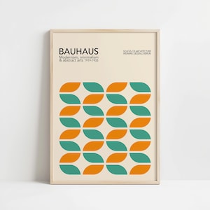 Geometric Bauhaus Art Print, Orange Bauhaus Poster, Minimal Bauhaus Wall Art, Modern Bauhaus Poster, Mid Century Poster | A047