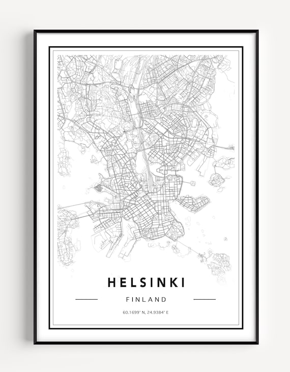 Helsinki City Map Print Map of Helsinki Helsinki Map Poster - Etsy Finland