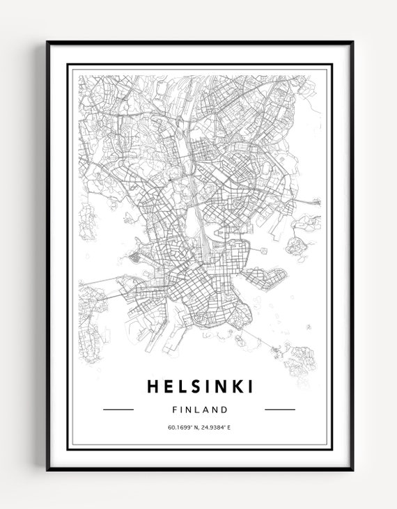 Helsinki City Map Print Map of Helsinki Helsinki Map Poster - Etsy Finland