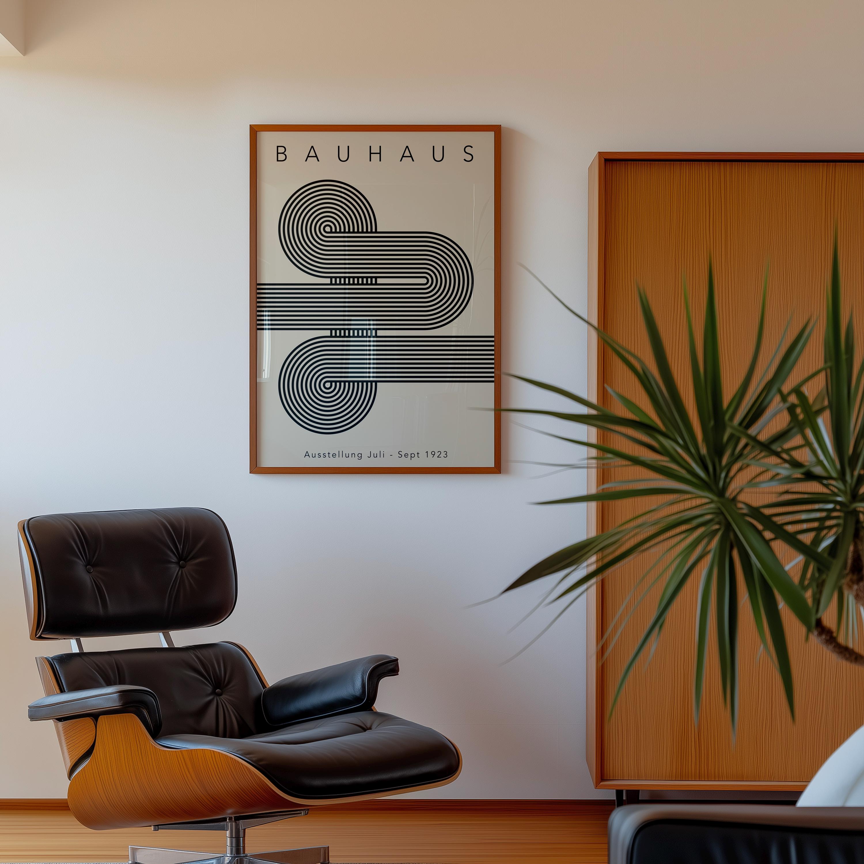 Bauhaus Art Print: Black Geometric Shapes, Mid-century Modern