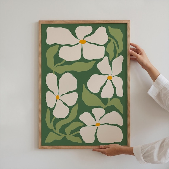 Green Abstract Flower Print: Matisse Inspired Botanical Art - Etsy