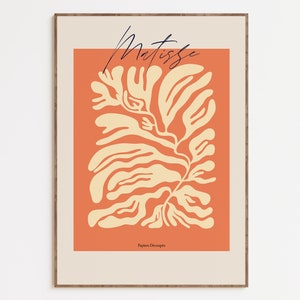 Orange Matisse Leaf Print: Exhibition Art Poster