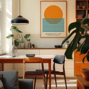 Mid Century Bauhaus Art Print: Geometric Sun Poster image 3