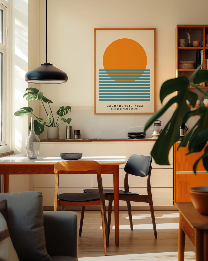 Mid Century Bauhaus Art Print: Geometric Sun Poster image 3