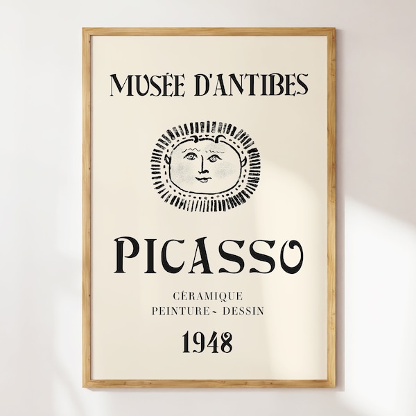 Picasso Musee D'Antibes Poster, Picasso Exhibition Print, Modern Picasso Print, Beige Picasso Print, Exhibition Art Print | MP06