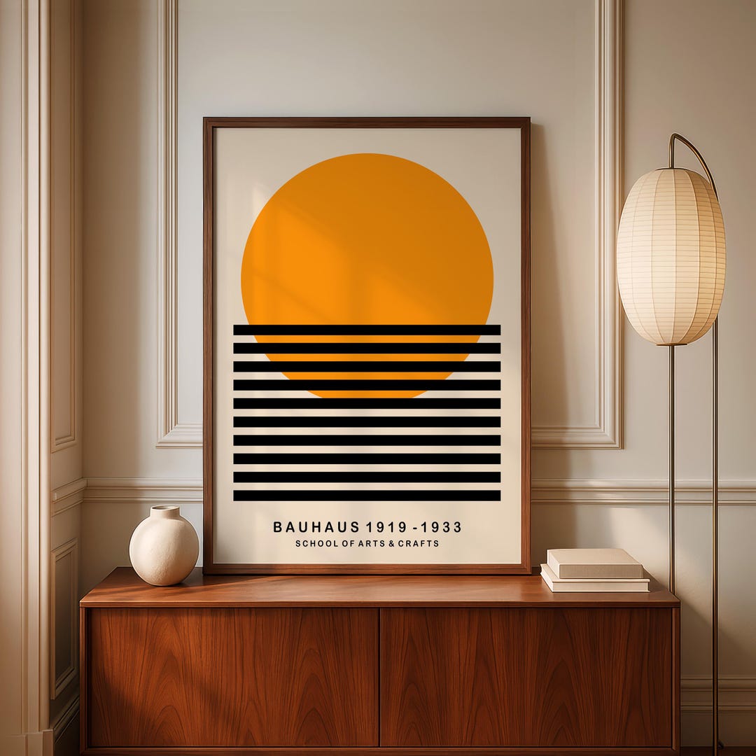 Yellow Circle Bauhaus Art Print: Minimalist Geometric Poster - Etsy