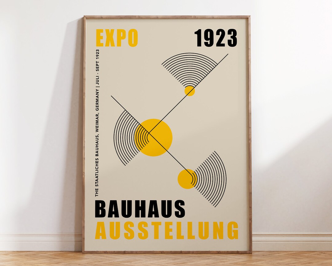 Yellow Bauhaus Exhibition Poster: Mid-century Geometric Art Print - Etsy