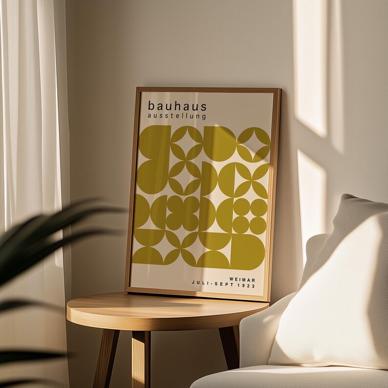Olive Green Bauhaus Art Print: Mid-Century Modern Poster image 12