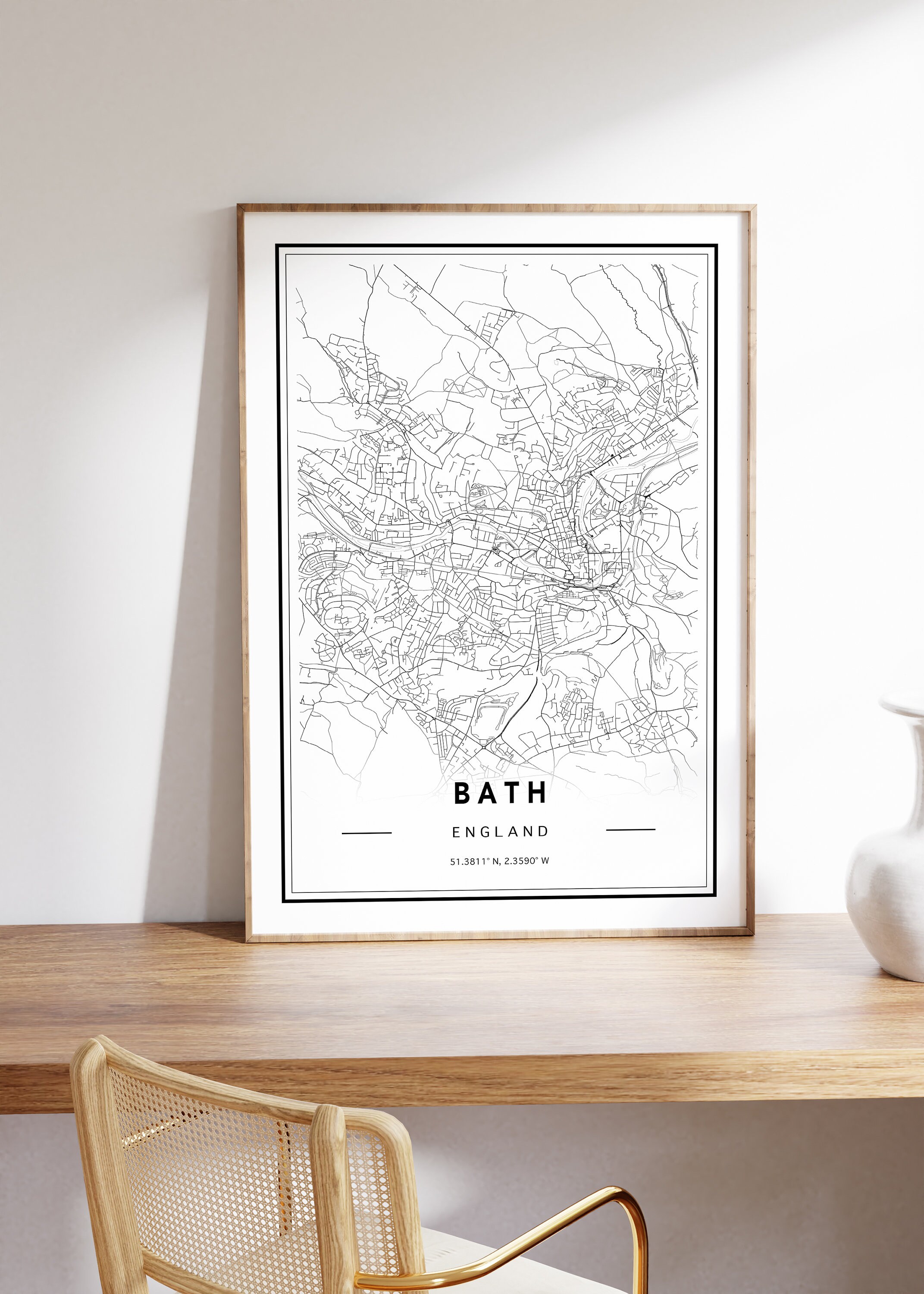 Bath City Map Print Bath Map Poster Bath Map Wall Art Bath Etsy UK