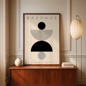 Mid Century Bauhaus Art Print: Minimal Black Geometric Wall Decor