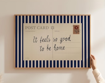 Vintage Stripes Postcard Poster: It Feels So Good To Be Home