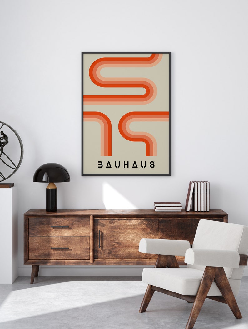 Orange Red Geometric Bauhaus Poster Geometric Mid Century Art - Etsy