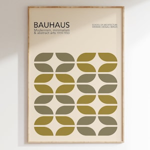 Minimalist Bauhaus Art Print, Geometric Bauhaus Poster, Minimal Bauhaus Wall Art, Green, Olive Bauhaus Poster, Mid Century Poster | A037