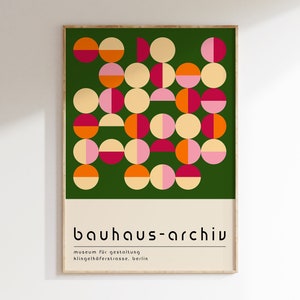 Colourful Mid Century Bauhaus Poster, Bauhaus Exhibition Art Print, Bauhaus Multicolour Semi Circles Wall Art, Minimalist Posters | A230