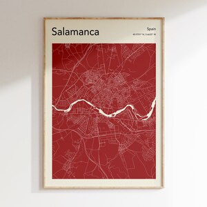 Salamanca City Map Print, MORE COLOURS, Salamanca Map Poster, Color Salamanca City Map Wall Art, Map Of Salamanca, Spain Map Print