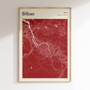 Bilbao Spain Map Print, MORE COLOURS, Bilbao Map Poster, Bilbao Map Wall Art, Bilbao Street Map, Map Of Bilbao Spain