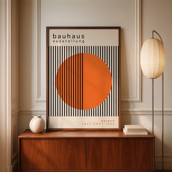 Orange Bauhaus Art Print: Mid Century Geometric Poster - Etsy