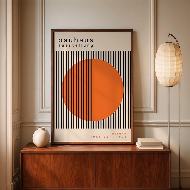Orange Bauhaus Art Print: Mid Century Geometric Poster - Etsy
