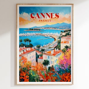 Cannes France Art Print: Colourful Travel Poster