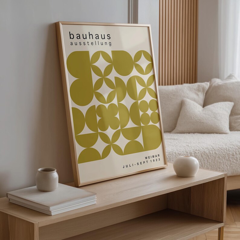 Olive Green Bauhaus Art Print: Mid-Century Modern Poster image 6