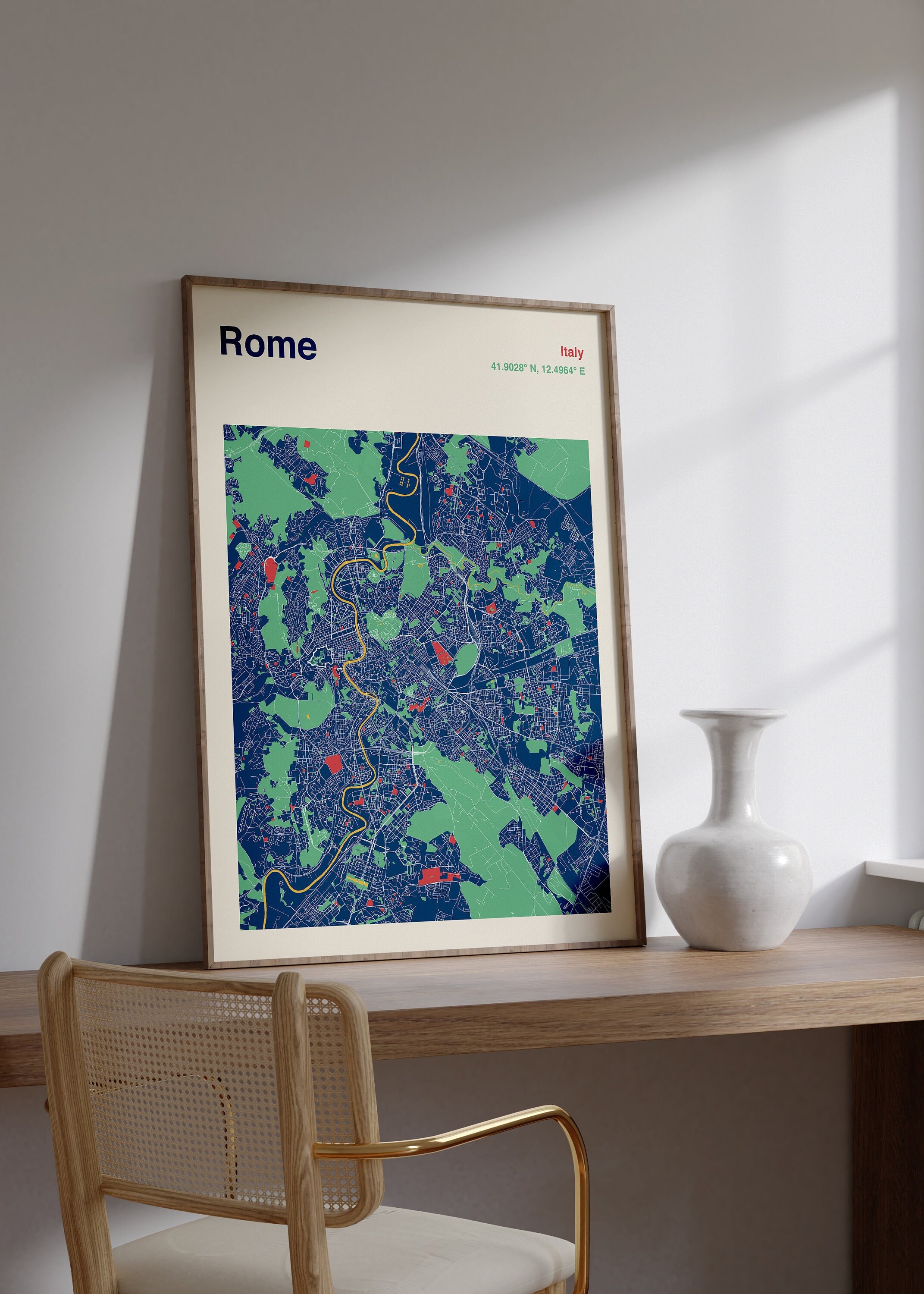 Rome City Map Art Print, Modern Minimalist Style - Etsy