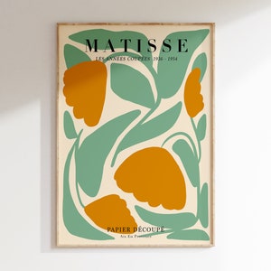 Sage Green Matisse Cut Out Flower Poster, Matisse Print, Matisse Decoupage Poster, Matisse Botanical Exhibition Poster | MP138