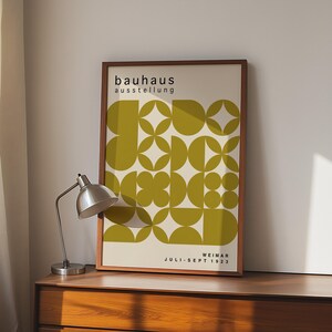 Olive Green Bauhaus Art Print: Mid-Century Modern Poster image 10