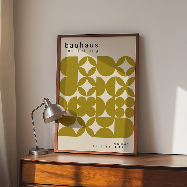Olive Green Bauhaus Art Print: Mid-Century Modern Poster image 10