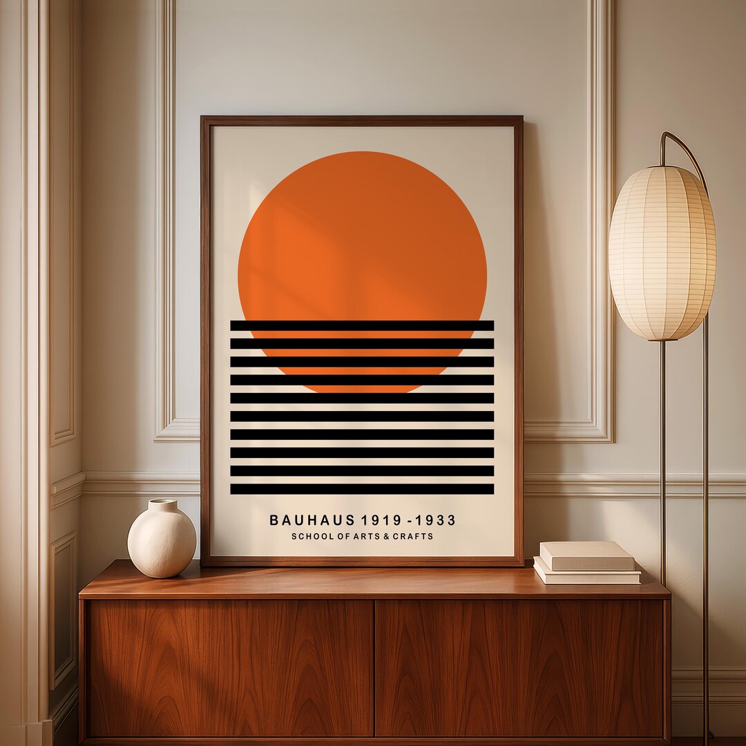 Orange Circle Bauhaus Art Print: Mid Century Geometric Poster - Etsy