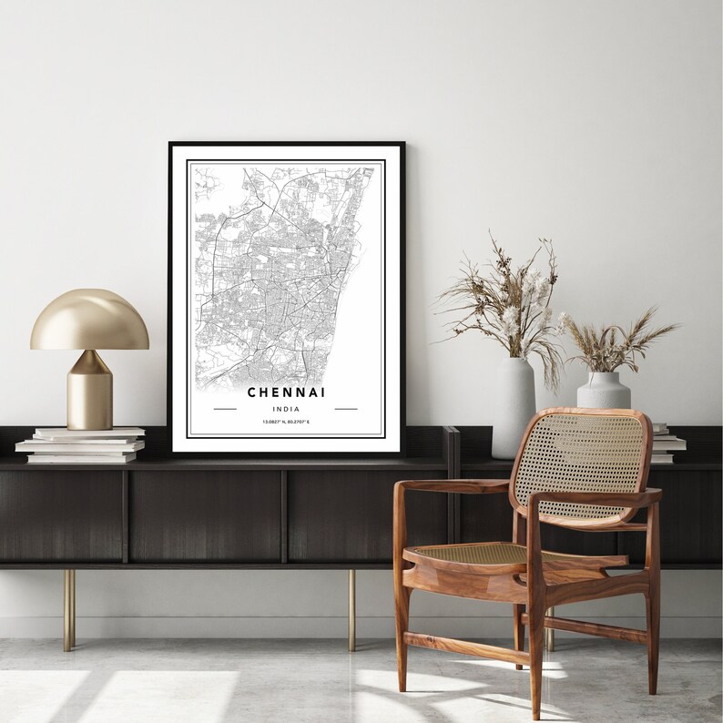 Chennai India Map Print Chennai Map Poster Chennai Map Wall Etsy UK