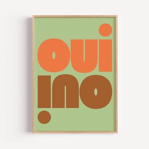 Trendy Oui Oui Bathroom Art Print – Typography Wall Art in Brown, Sage And Orange | French Quote Print, Digital Download Oui Oui Poster