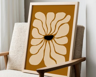 Stampa artistica floreale Boho: botanica astratta, beige marrone