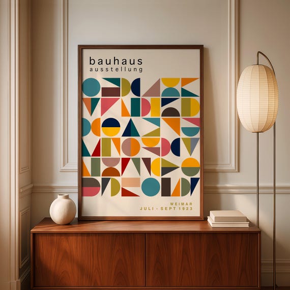 Multicolor Bauhaus Art Print: Mid-century Geometric Wall Decor - Etsy