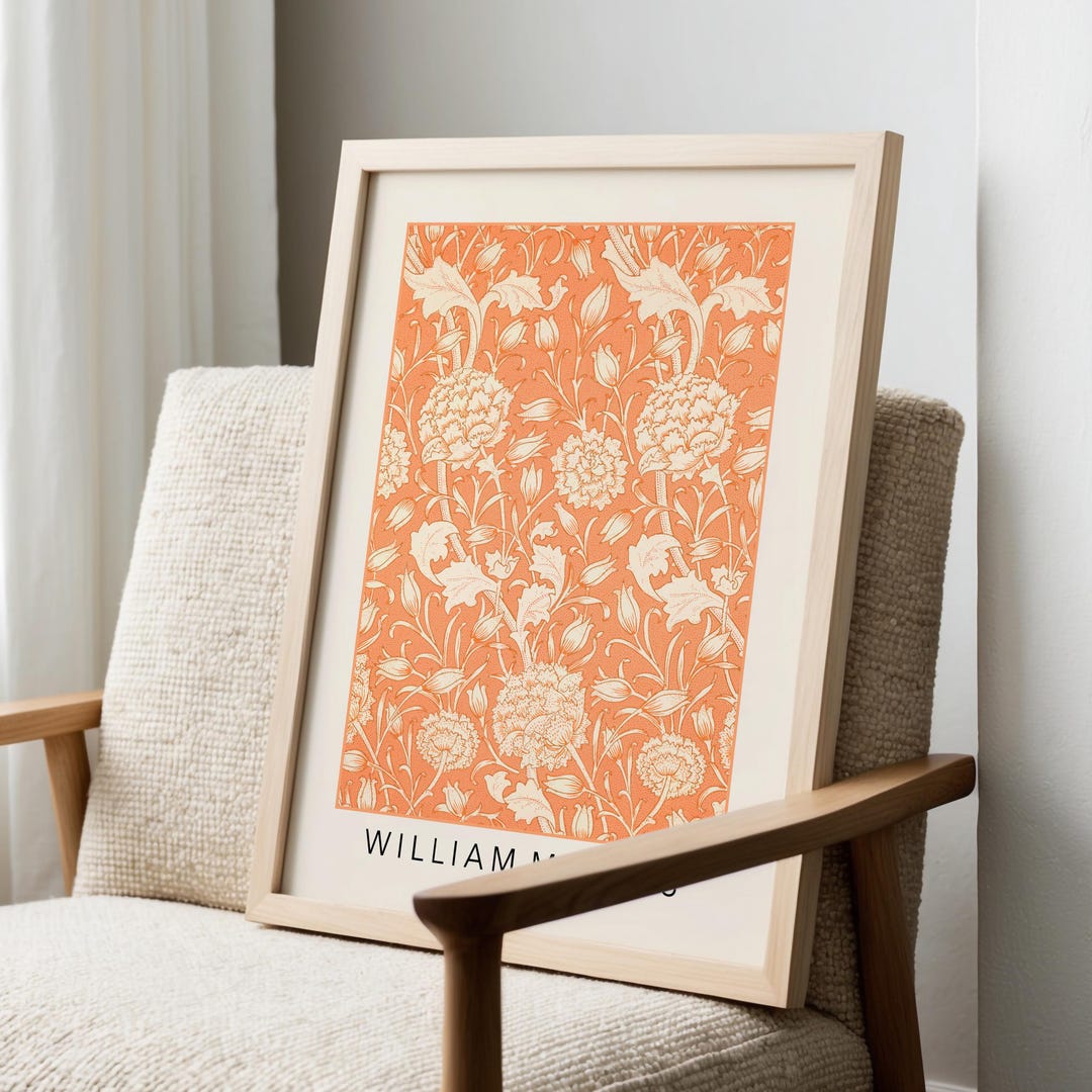 Vintage William Morris Art Print: Orange Botanical Pattern - Etsy