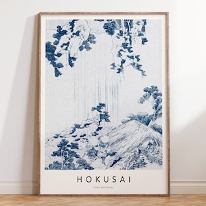 Japanese Vintage Hokusai Waterfall Poster, Japandi Wall Art Oriental Art Print, Minimal Japanese Art, Boho Eclectic Poster | V039