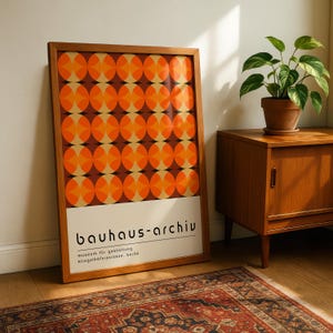 Orange Geometric Bauhaus Art Print: Mid-Century Modern Wall Decor image 2