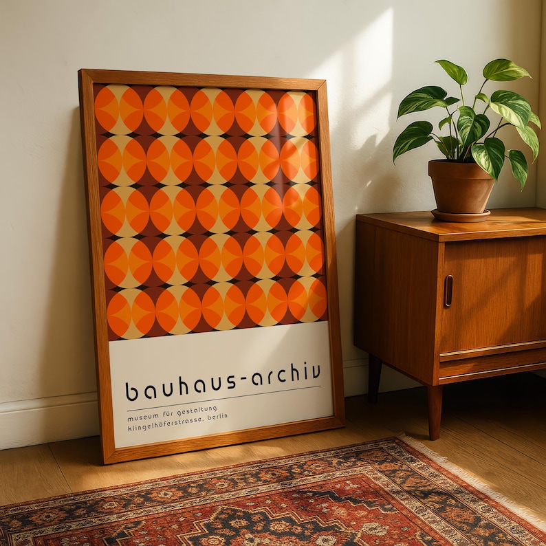 Orange Geometric Bauhaus Art Print: Mid-Century Modern Wall Decor image 2