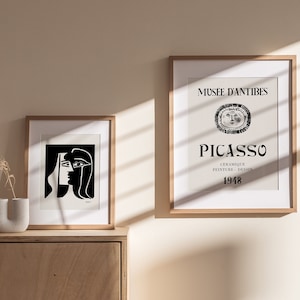 Set Of 2 Picasso Prints, Picasso Exhibition Poster, Black and Beige Art Print, Picasso Gallery  Wall Art, Picasso Printable | M008