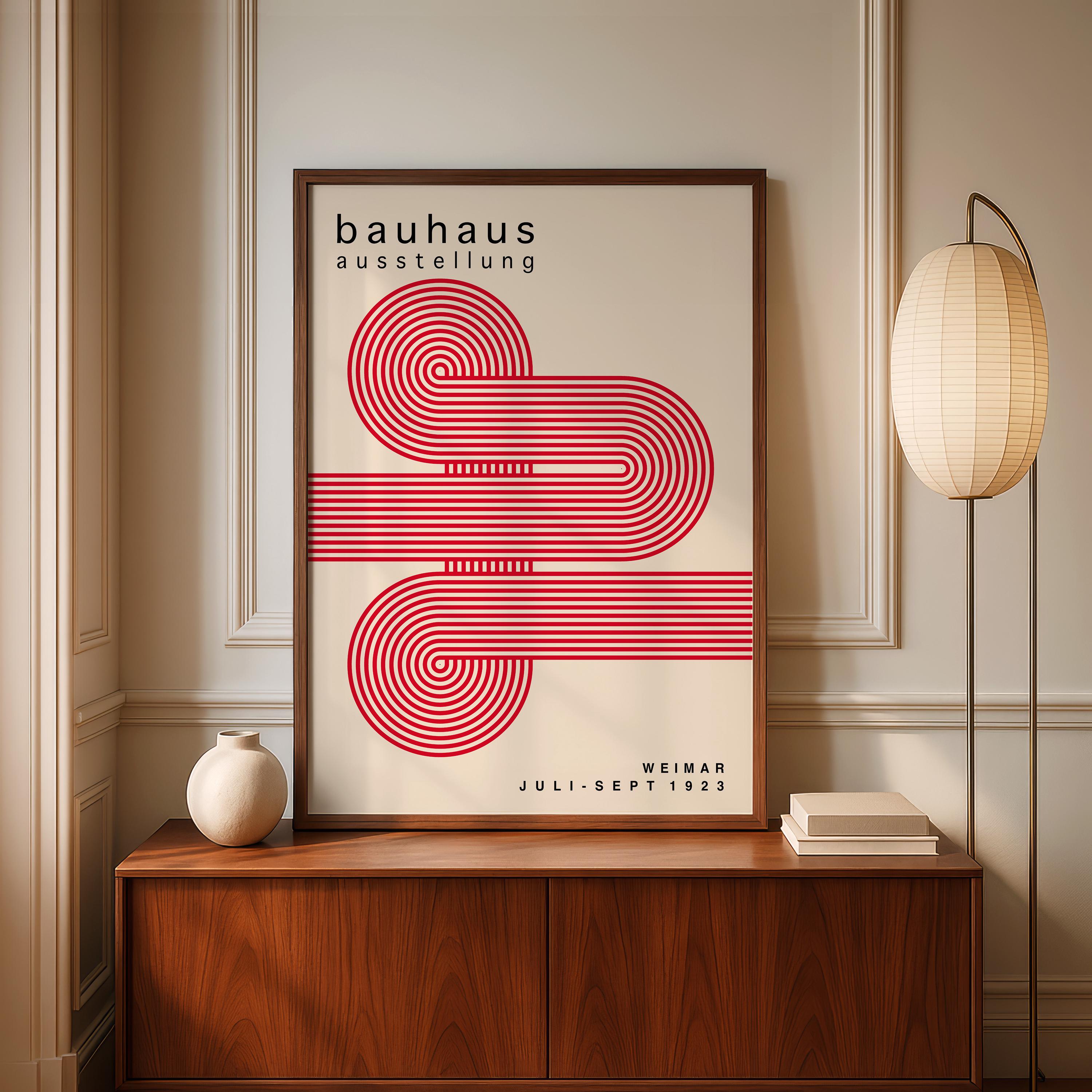 【 Bauhaus-作品No.11-1】 アートポスター／500×400 額なし Red Geometric Bauhaus Art Print: Mid Century Modern Wall Art - Etsy