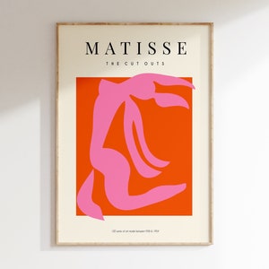 Affiche de danseur abstrait Matisse rose, impression d’art mural Matisse, impression d’art abstrait, art mural de galerie rose, impression minimale Matisse | MP136