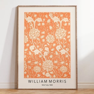 Vintage William Morris Art Print, Orange Botanical William Morris Pattern Poster, Exhibition Print, Art Nouveau Poster | V035