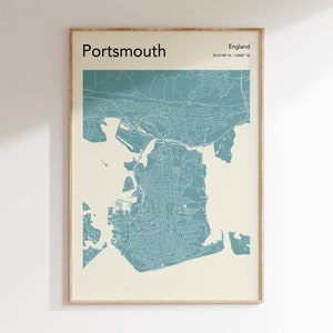 Portsmouth City Map Art Print: Modern Wall Decor