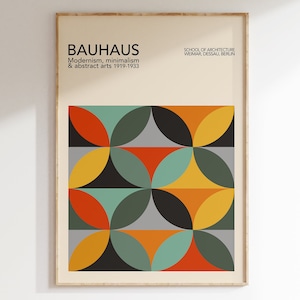 Geometric Bauhaus Poster, Bauhaus Art Print, Geometric Poster, Bauhaus Wall Art, Modern Abstract, Retro Poster | A74