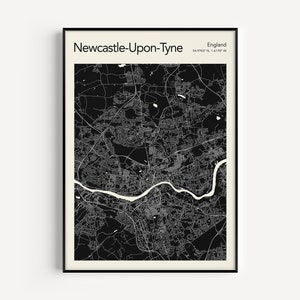 Newcastle Upon Tyne Map Print: Colorful Cityscape Wall Art
