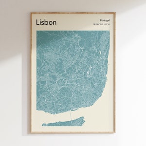 Lissabon Portugal Kaart Afdrukken, Lissabon Kaart Poster, Lissabon Kaart Wall Art, Lissabon Stratenplan, Kaart van Lissabon Portugal, Andere kleuren beschikbaar